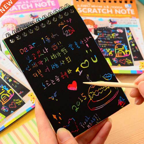 ZHTING 10 Pages/1 Book Colorful Dazzle Scratch Note Sketchbo