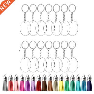 64 Pcs Acrylic Transparent Discs Blank Keychains Circle Key