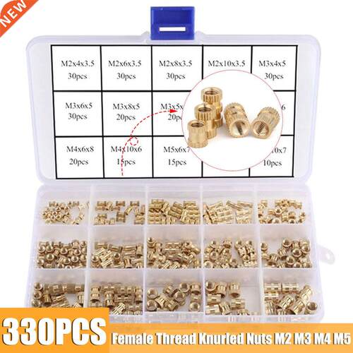 0Pcs/set M2 M M4 M5 Female Thread Knurled Nuts Brass Thre