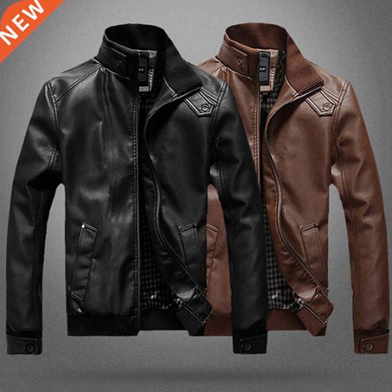 New PU Leather Jacket For Men Autumn Spring Men's Fitnes图片