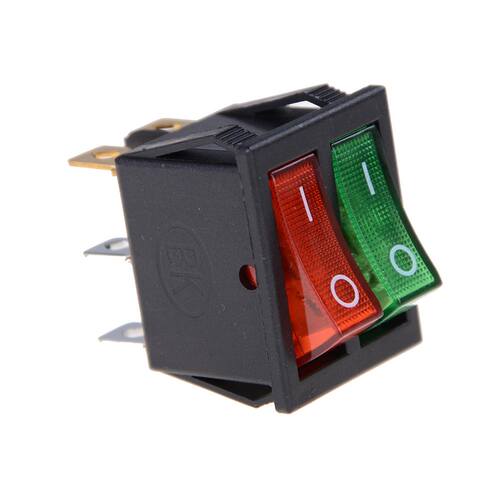 KCD4 Double Boat ker Switch 6 Pin On-Off With Green Red L