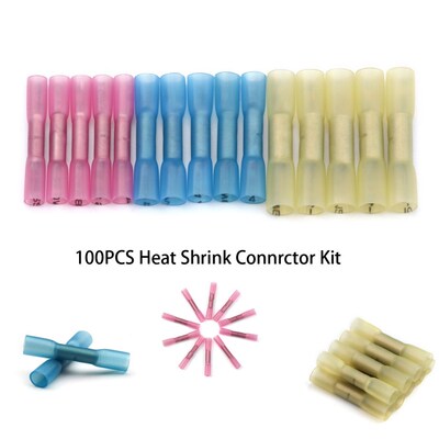 100PCS/set Heat Shrink Butt Crimp Terminals 3 Sizes Insulate