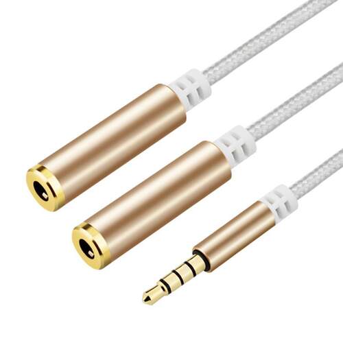 30cm 3.5mm Stereo Audio Male To 2 Female Headset Mic Y Split