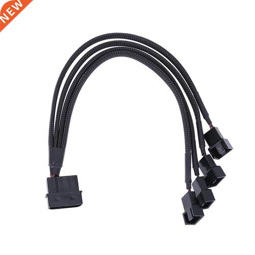 1 To 2 Way Y-Splitter Sleeved 4-Pin Molex Male To 2x 3-Pin/4