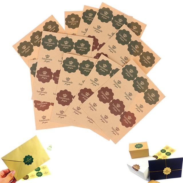 12PCS/120PCS Vintage Flower Round Wave Kraft Paper'handmade