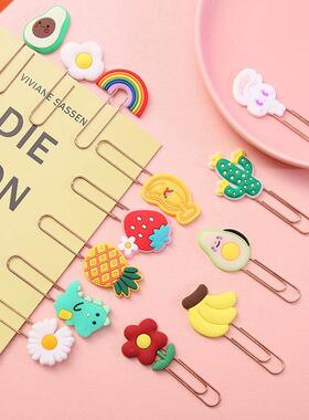 10 pcs/lot Cute Cartoon Fruit Animals Mini Paper Clips Bookm