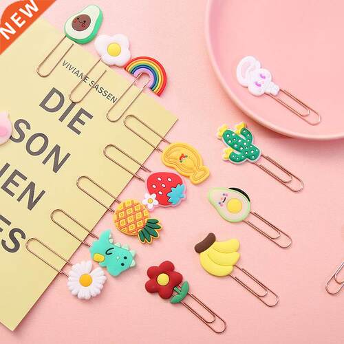 10 pcs/lot Cute Cartoon Fruit Animals Mini Paper Clips Bookm
