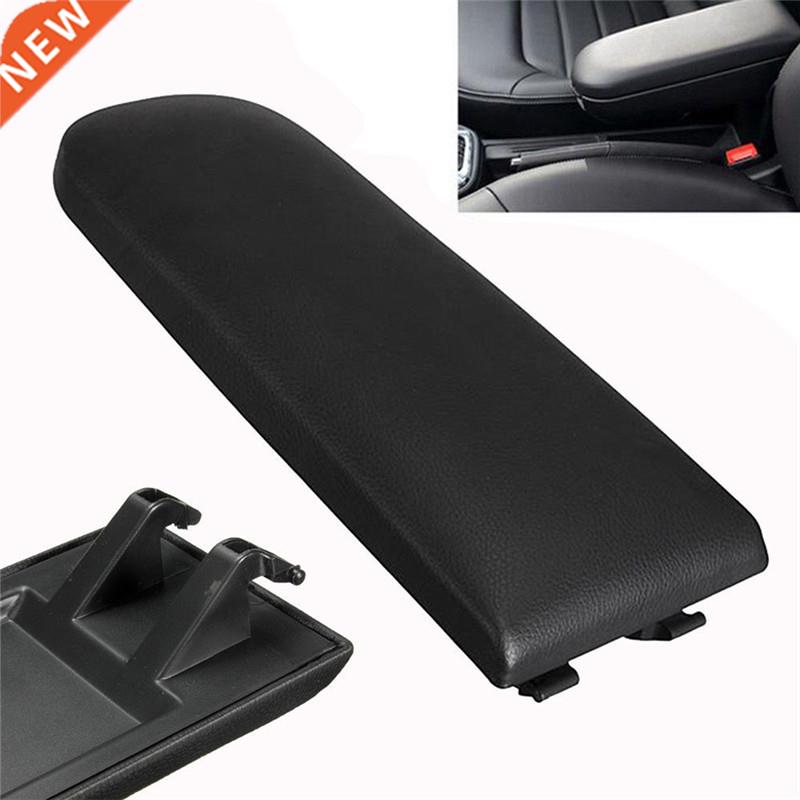 1pc Black Leather Center Console Armrest Cover Lid Base For
