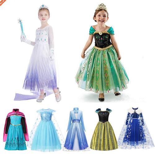 Anna Elza Girls Dress Cosplay Snow Queen Princess Dress For