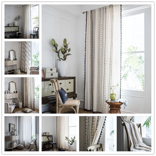 Cotton Linen Printing American Tassel Bohemian Style Bedroom