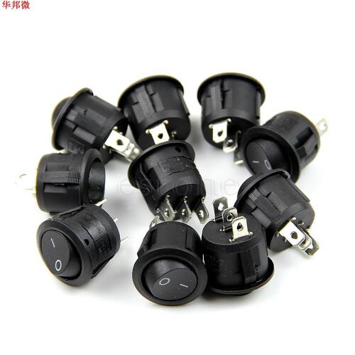 5PCS Black Mini Round 3 Pin SPDT ON-OFF Rocker Switch Snap-i