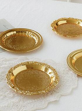 NS Vntage Gold Carved Trays Photography Props Cosmetcs Je