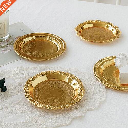 NS Vntage Gold Carved Trays Photography Props Cosmetcs Je