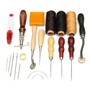 14Pcs Leather Hand Sewing Tools Kit Wood Handle Leather Craf