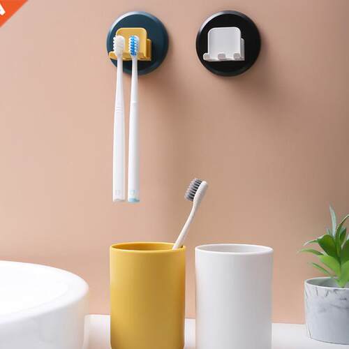 2-In-1 Toothbrush Holder Adhesive Wall Hanging Bathroom Orga