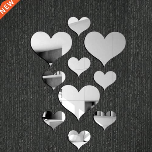 10Pcs/Set Durable Love Heart Stickers Wall Sticker Mirror Mu