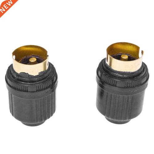 2 Pcs Black Housing AC 250V 4A Brass B22 Light Bulb Lamp Hol