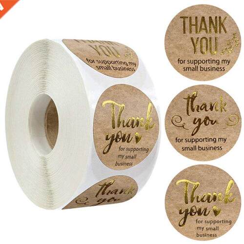 500Pcs/roll Thank You Kraft Paper Sticker For Seal Labels St