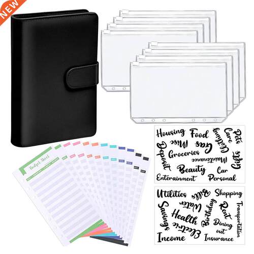 A6 PU Leather Binder Budget Envelope Planner Organizer Syste