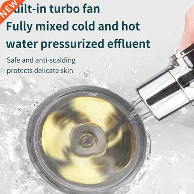 ZhangJi New Propeller Driven Shower Head with Stop Button an