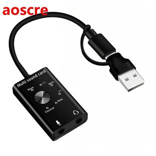 Audio Sound Card, USB/Type-C to 3.5mm Audio 6 Kinds of Sound