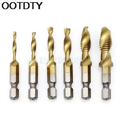 6 x M3-M10 Hex Shank Titanium Plated HSS Hand Screw Thread M