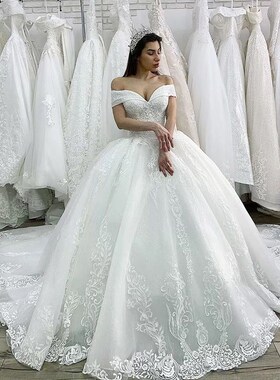 Luxury Beaded Princess Wedding Dress 2021 Lace Appliques Lac