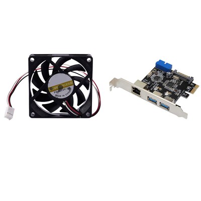 1 Pcs 7CM 70MM PC CPU Cooling Cooler Fan  1 Set USB 3.0 Eth