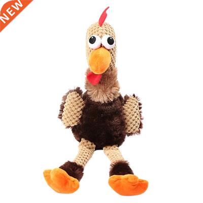 Chicken Dog Chew Toy Skinny Rooster Plush Teeth Cleaning Bit