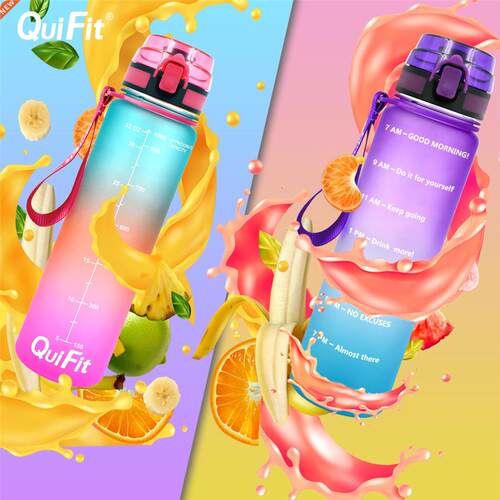 Quifit 1L 32oz Leakproof Tritran BPA Free Water Bottle with