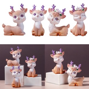 Miniature Deer Sculpture Mini Deer Figurines Animal Statues