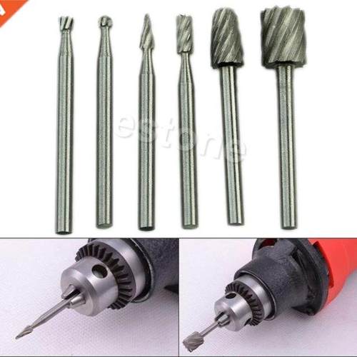 6pcs HSS Routing Router Grinding Drill Bits Burr For Rotary