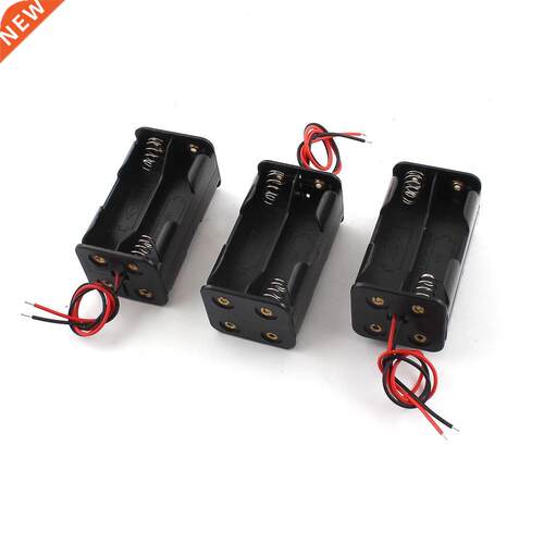 3 pieces black 4 x 1.5V AA Batteries holder holder case lead