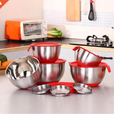 1pc Stainless Steel Mixing Bowls Non Slip Silicone Bottom Ne