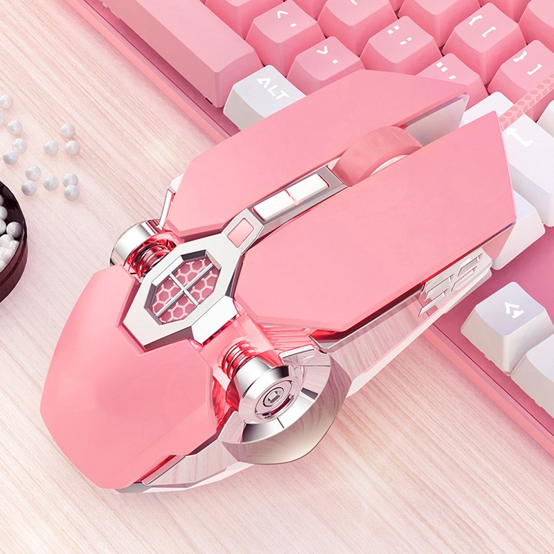 Pink Girl Gaming Mouse 104 Keycap Green Axis Mechanical Keyb