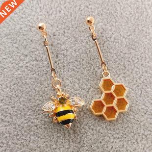 enamel Fashionable hexagonal honeycomb earrings