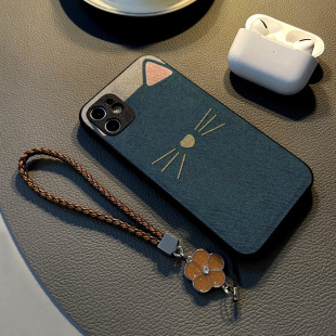 10pro neo6se手机壳neo5活力版 皮革纹防摔保护套女挂绳潮 蓝色猫耳新款 7女z1硅胶z5创意个性 适用vivoiqoo