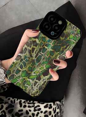 适用华为荣耀100手机壳新款90 60 70se 60pro女生80 30pro 200 青春50 30s个性创意保护套软硅胶绿色蟒蛇蛇纹