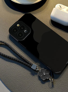 适用oppo reno10手机壳7 6 PRO新款reno11 4se reno9 8pro 7se 5G版挂绳手绳保护套硅胶壳软壳女纯色黑灰色块