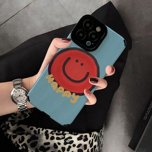 适用华为nova15 11 pro手机壳9 8 7 6 pro nova 9se新款12 4e 3i 7se创意软保护套硅胶女高级感蓝底红色笑脸