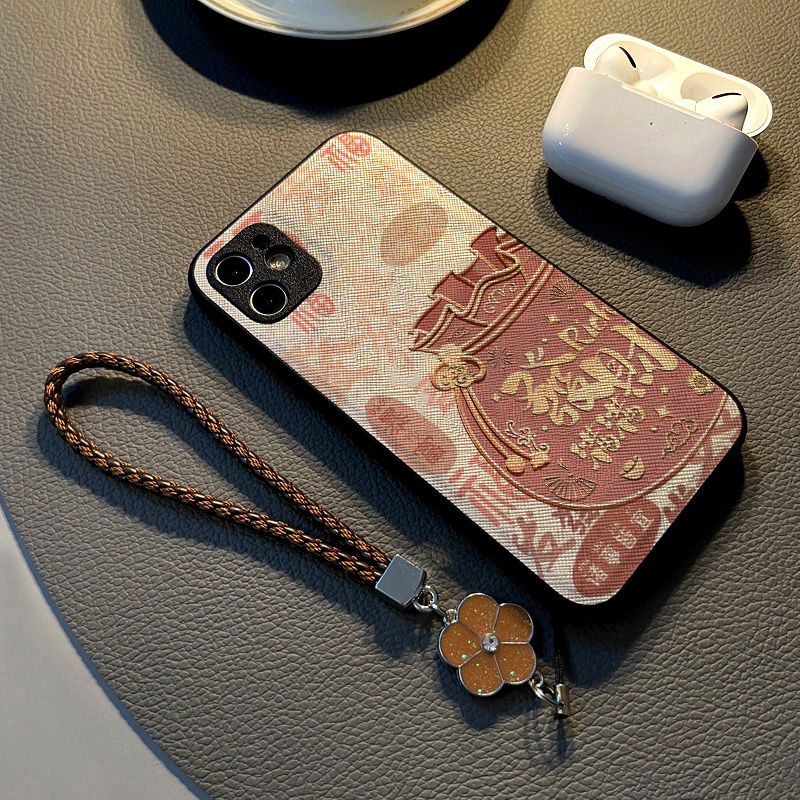 适用华为nova 13 12 pro/nova9se8/7/6手机壳nova11女10硅胶14创意皮革纹防摔软保护套挂绳新款新年暴富發财