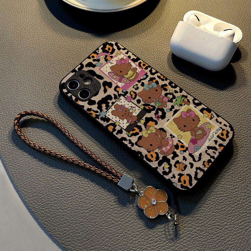 适用vivos20 s30 s18pro/s17e/s12/s10/s19/手机壳s15硅胶s16创意个性皮革纹防摔保护套挂绳新款豹纹相框猫咪