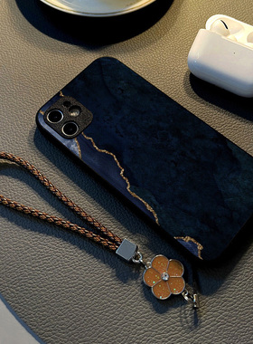 适用华为nova 13 12 pro/nova9se8/7/6手机壳nova11女15硅胶14创意皮纹防摔软保护套挂绳新款蓝色金边大理石