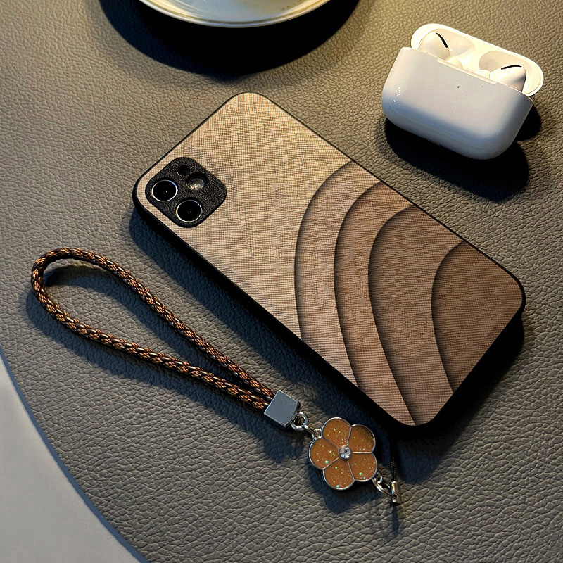 适用vivos20 s30 s18pro/s17e/s12/s10/s19/手机壳s15硅胶s16创意个性皮革纹防摔保护套挂绳新款卡其渐变条纹