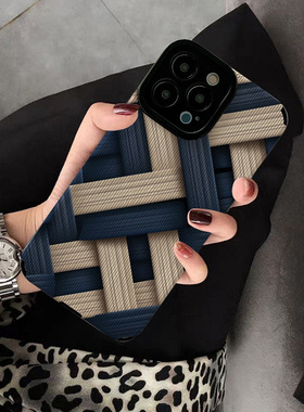 适用vivo x90手机壳x60pro x70 x50pro新款x27 100 x23幻彩版x80proplus创意个性保护套硅胶软壳蓝白编织条纹
