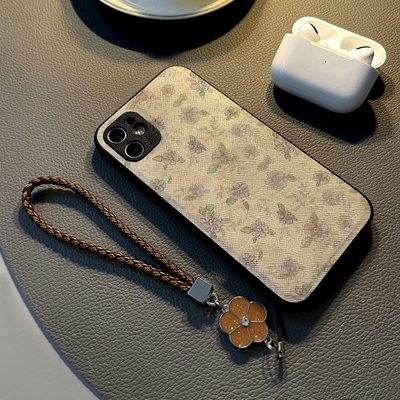 适用opporeno10pro 12/7se/6pro/reno9 5/4手机壳reno15硅胶8创意个性皮纹防摔保护套挂绳潮新款紫色水彩花朵