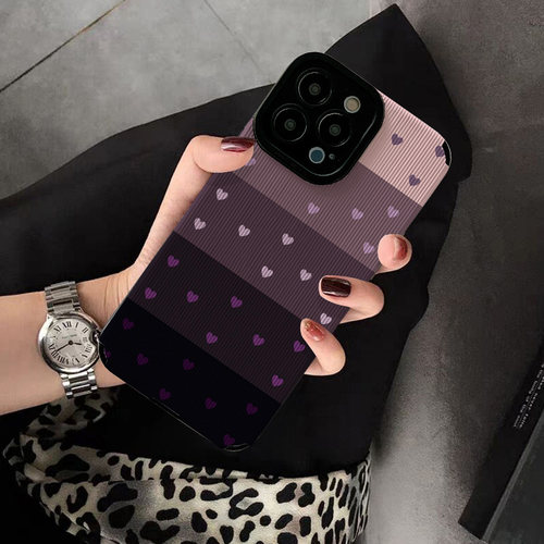 适用vivo S17手机壳S15 S10 pro新款 s9 s7 s19 s16创意s20个性s12 e保护套软硅胶女高级皮纹拼接紫色爱心