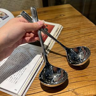 不锈钢勺子成人汤勺长柄中西餐加厚儿童汤匙甜品吃饭调羹家用简约