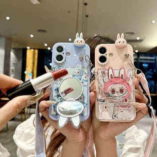 适用于oppoa32手机壳女新款a36心动拉布布a52背带式a53s全包防摔a54s高级a55流沙镜a57立体趴趴a58/a58x软套
