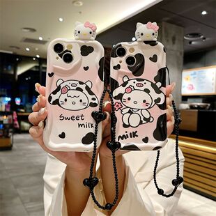 DIY首创Hello Kitty华为畅享60卡通少女畅享60pro立体趴趴+手链畅享60x手机壳hw畅享50凯蒂猫网红KT猫奶油壳